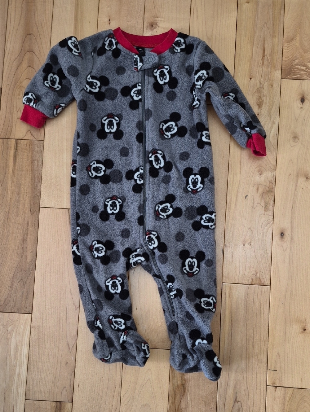 Children's Size 6-12m Disney Baby Gray Mickey Mouse Fleece One-Piece